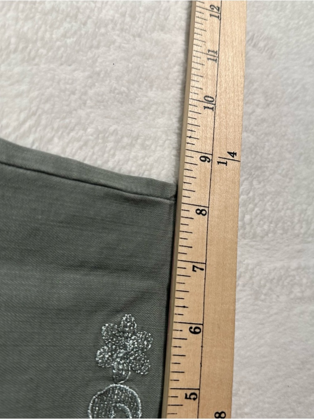 Soft Surroundings Shoreline‎ Embroidered Pants 14 Olive Green Bohemian Luxe - Picture 9 of 12